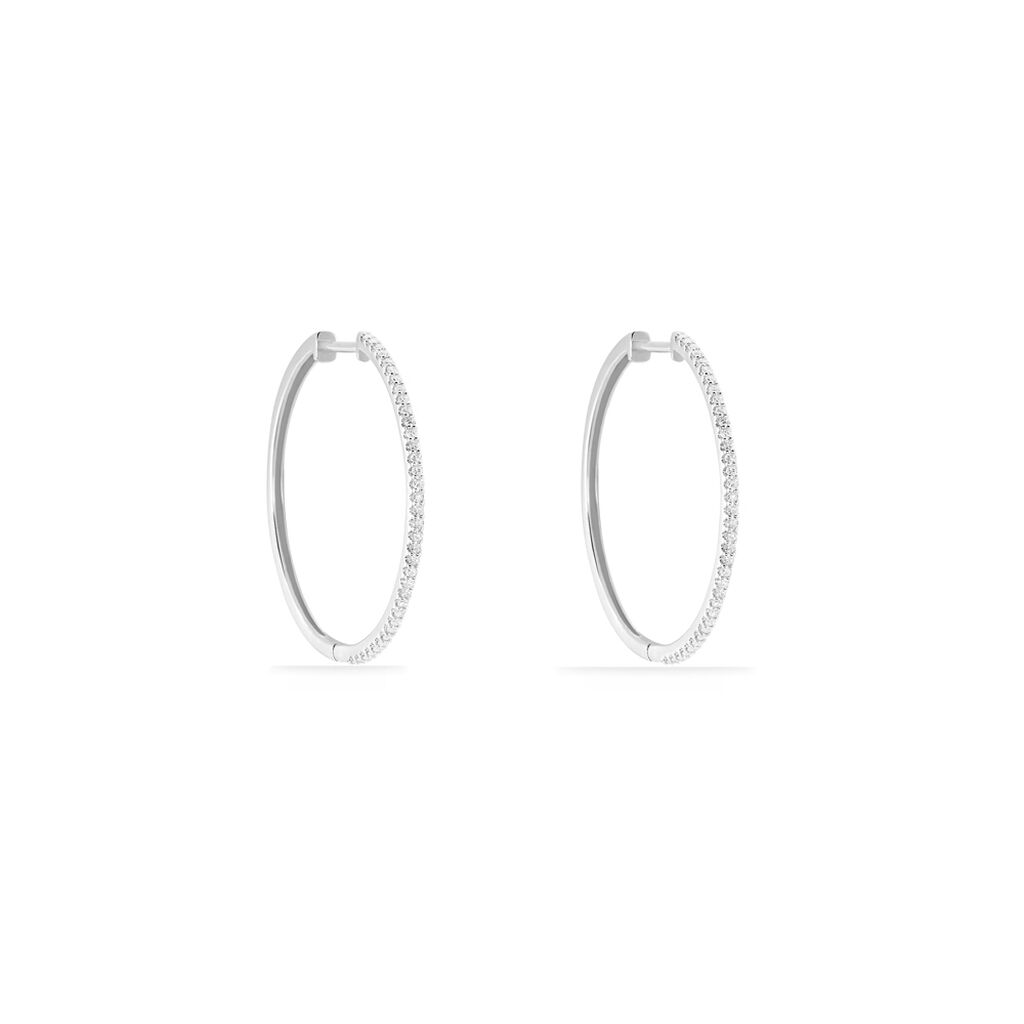 Damen Creolen Weißgold 375 Diamant 0,22ct Aryanna 23,50mm 0,95mm  - Creolen Damen | OROVIVO