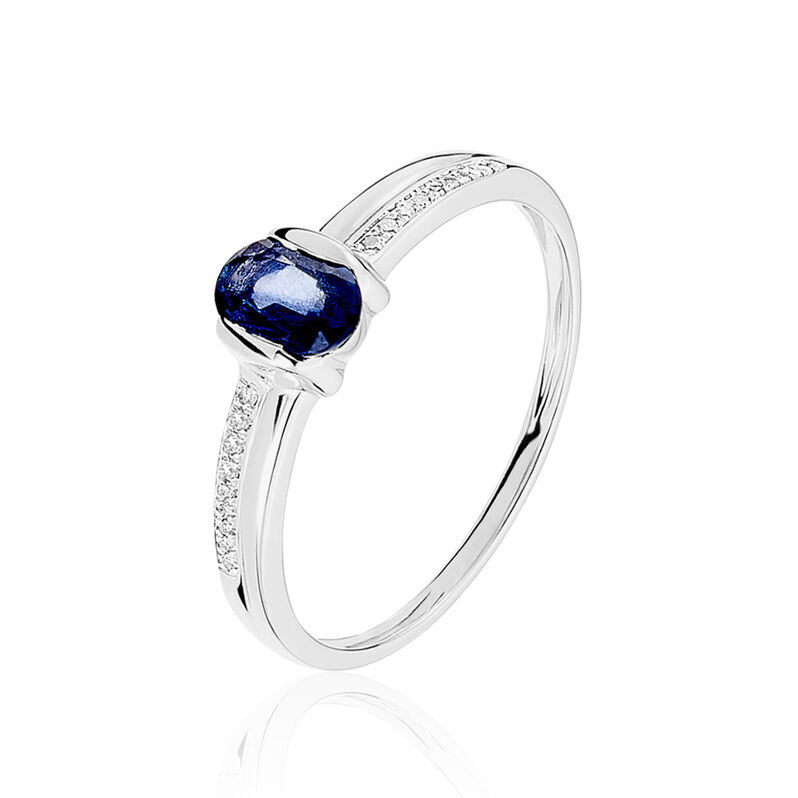 Bague Marie-garance Or Blanc Saphir Et Diamant - Spannringe Damen | OROVIVO