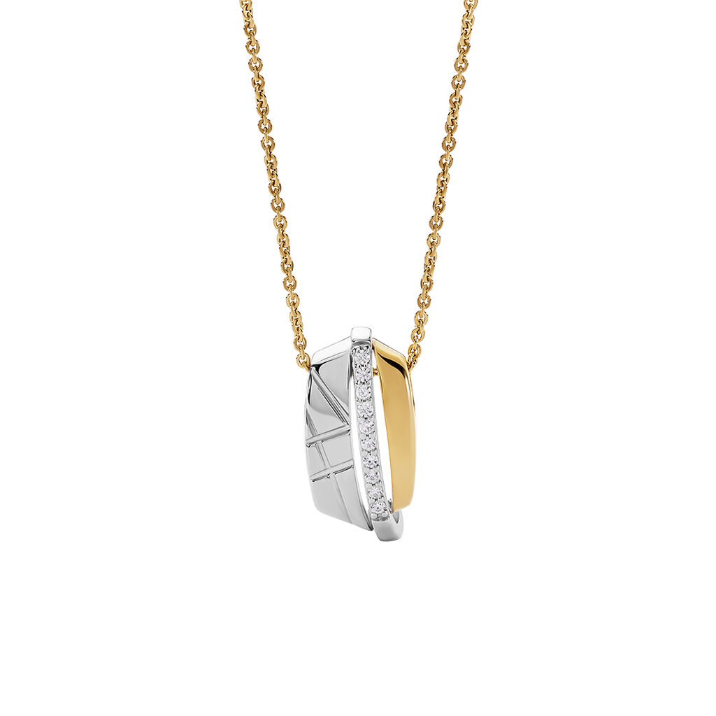 LILIANNA Damen Collier Silber Bicolor Gold/Silber 925 Zirkonia Wei&szlig;