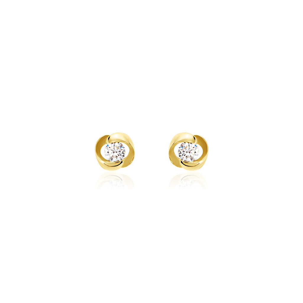 LUCY Damen Ohrstecker Silber vergoldet 925 Zirkonia Weiß 0,81 ct Blume - Ohrstecker Damen | OROVIVO
