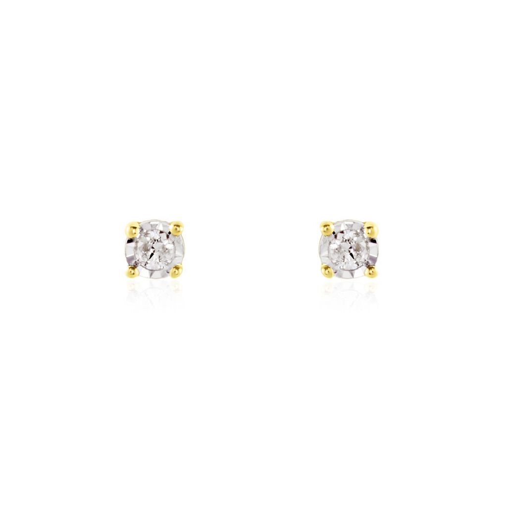 Illusion Damen Ohrstecker Gold 375 (9 Karat) Diamant Wei&szlig; 0,1 ct