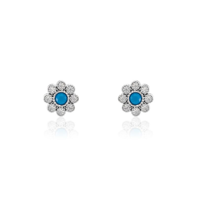 Boucles D'oreilles Puces Aurel Argent Weiss Turquoise Oxyde - Spannringe Damen | OROVIVO