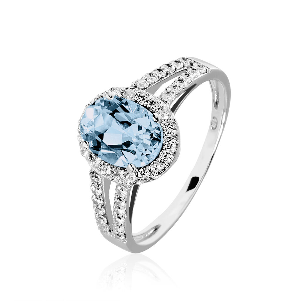 Bague Carme Or Blanc Topaze Et Oxyde De Zirconium - Spannringe Damen | OROVIVO