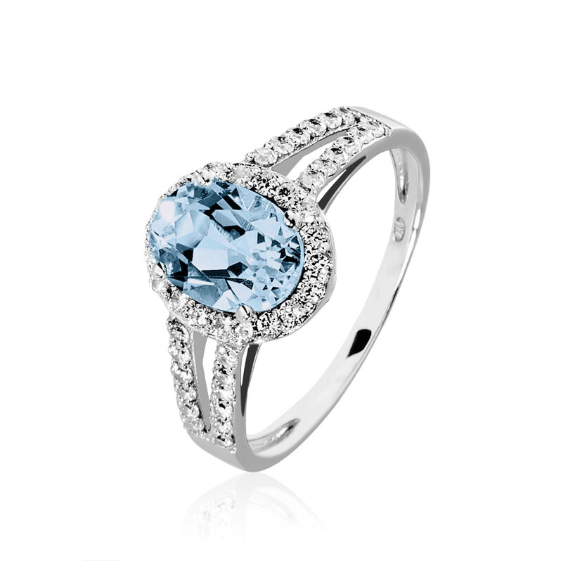 Bague Carme Or Blanc Topaze Et Oxyde De Zirconium - Spannringe Damen | OROVIVO