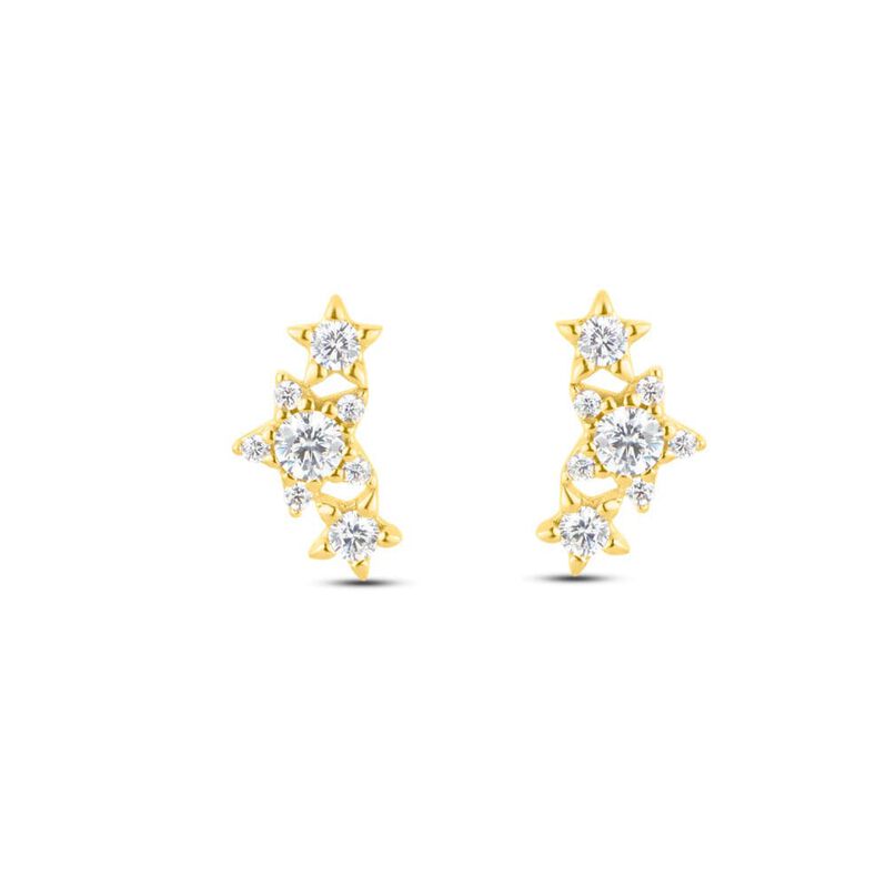 Orecchini Lobo Bon Ton Oro Giallo Cubic Zirconia - Spannringe Damen | OROVIVO
