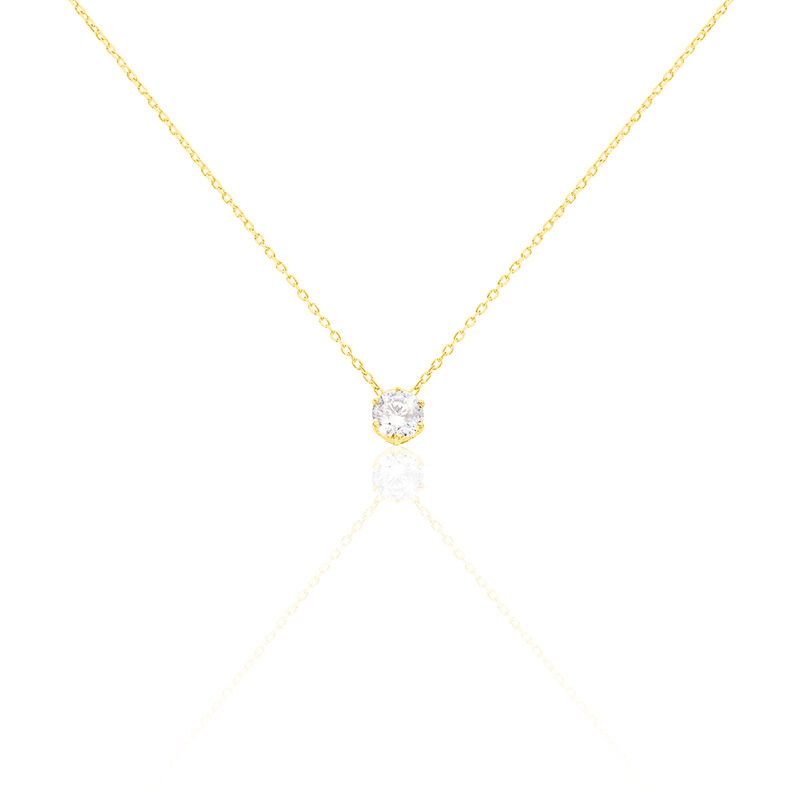 Damen Collier Gold 375 (9 Karat) Zirkonia Wei&szlig; 1,480 ct - Halsketten Damen | OROVIVO