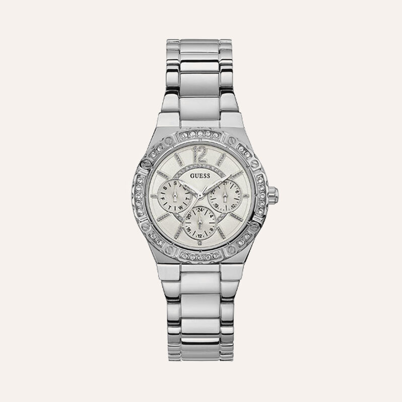 Orologio Multifunzione Donna Guess Envy quadrante bianco W0845L1-RE21 - Spannringe Damen | OROVIVO