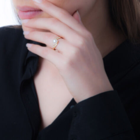 Damenring Gold 375 Zuchtperle Zirkonia - Solitärringe Damen | OROVIVO