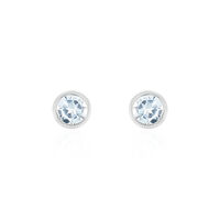 Damen Ohrstecker Weißgold 375 Topas Blau 0,64ct Edy Fassung Zarge 