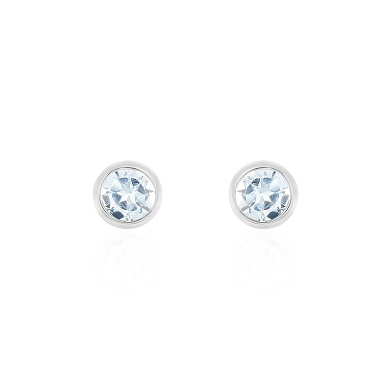 Damen Ohrstecker Weißgold 375 Topas Blau 0,64ct Edy Fassung Zarge  - Ohrstecker Damen | OROVIVO