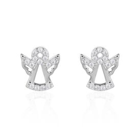 Damen Ohrstecker Silber Silber 925 Zirkonia Engel 8,00mm 0,9cm - Ohrstecker Damen | OROVIVO