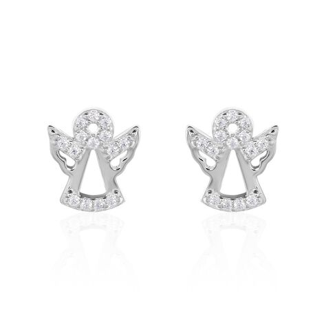 Damen Ohrstecker Silber Silber 925 Zirkonia Engel 8,00mm 0,9cm - Ohrstecker Damen | OROVIVO