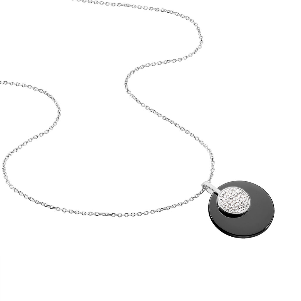 Collier Argent Blanc Céramique Et Oxyde De Zirconium - Spannringe Damen | OROVIVO