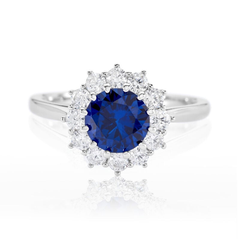 ELOISE Damen Ring Silber 925 Synthetischer Stein Blau 1,46 ct Blume - Solit&auml;rringe Damen | OROVIVO