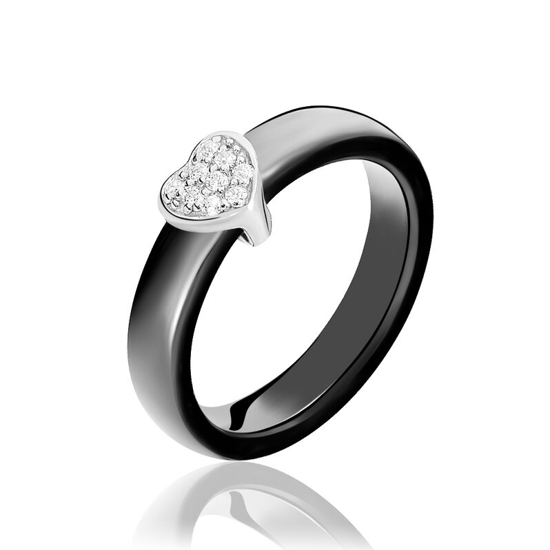 Bague Meguy Argent Blanc Céramique Et Oxyde De Zirconium - Spannringe Damen | OROVIVO