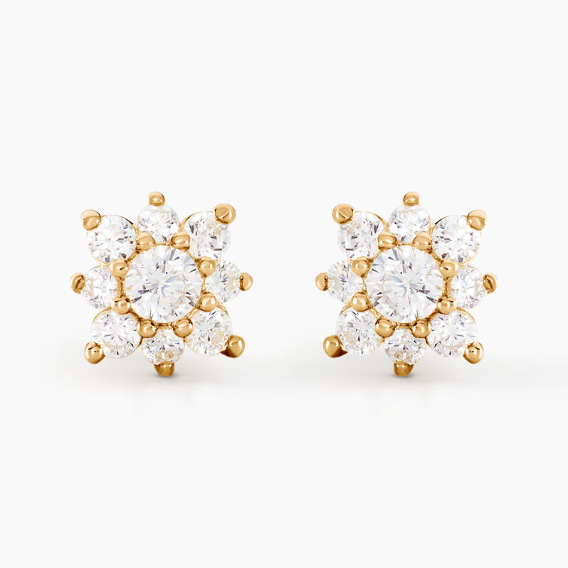Boucles D'oreilles Puces Manus Or Jaune Oxyde De Zirconium - Spannringe Damen | OROVIVO