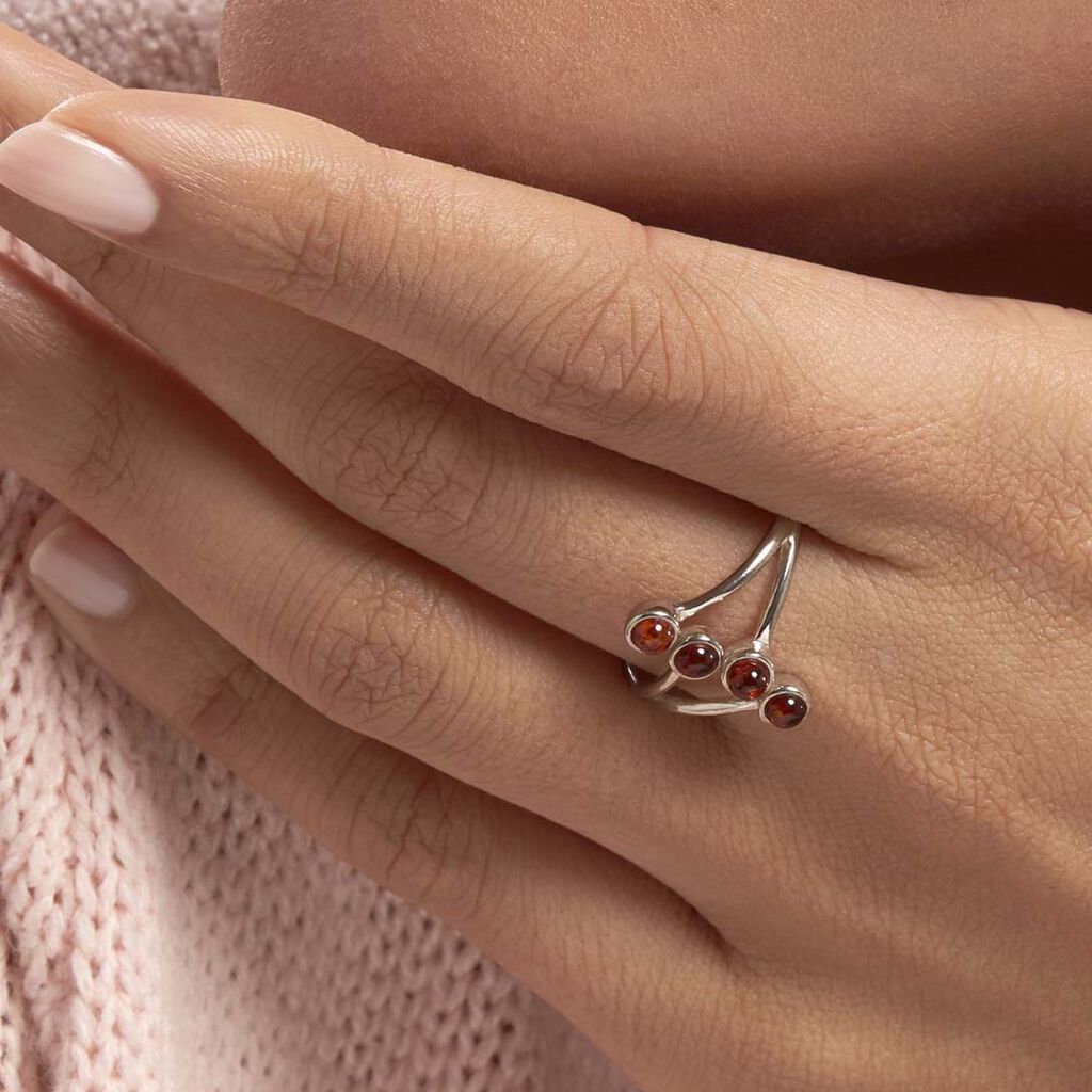 Bague Argent Rhodie Accorus Ambre Cognac - Spannringe Damen | OROVIVO