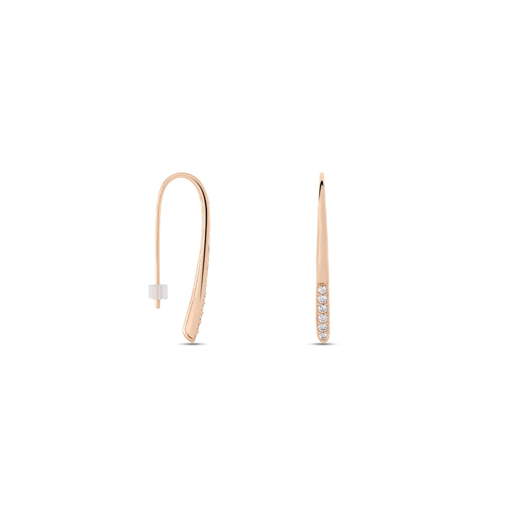 Damen Ohrringe Lang Silber rosevergoldet 925 Zirkonia Wei&szlig; 0,52 ct