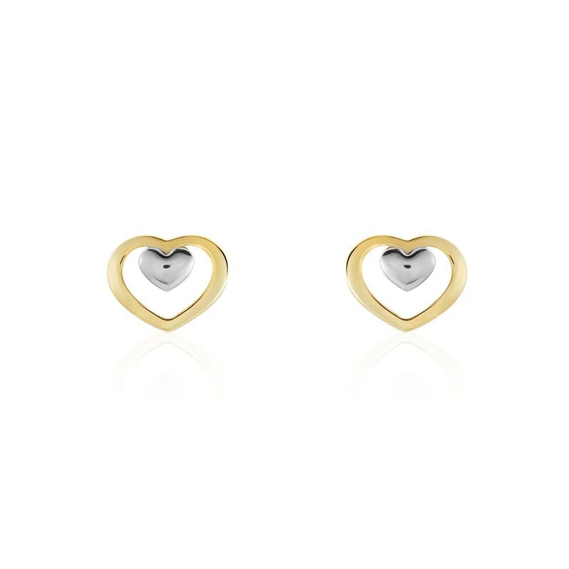 Damen Ohrstecker Gold 375 Bicolor Herz - Ohrstecker Damen | OROVIVO
