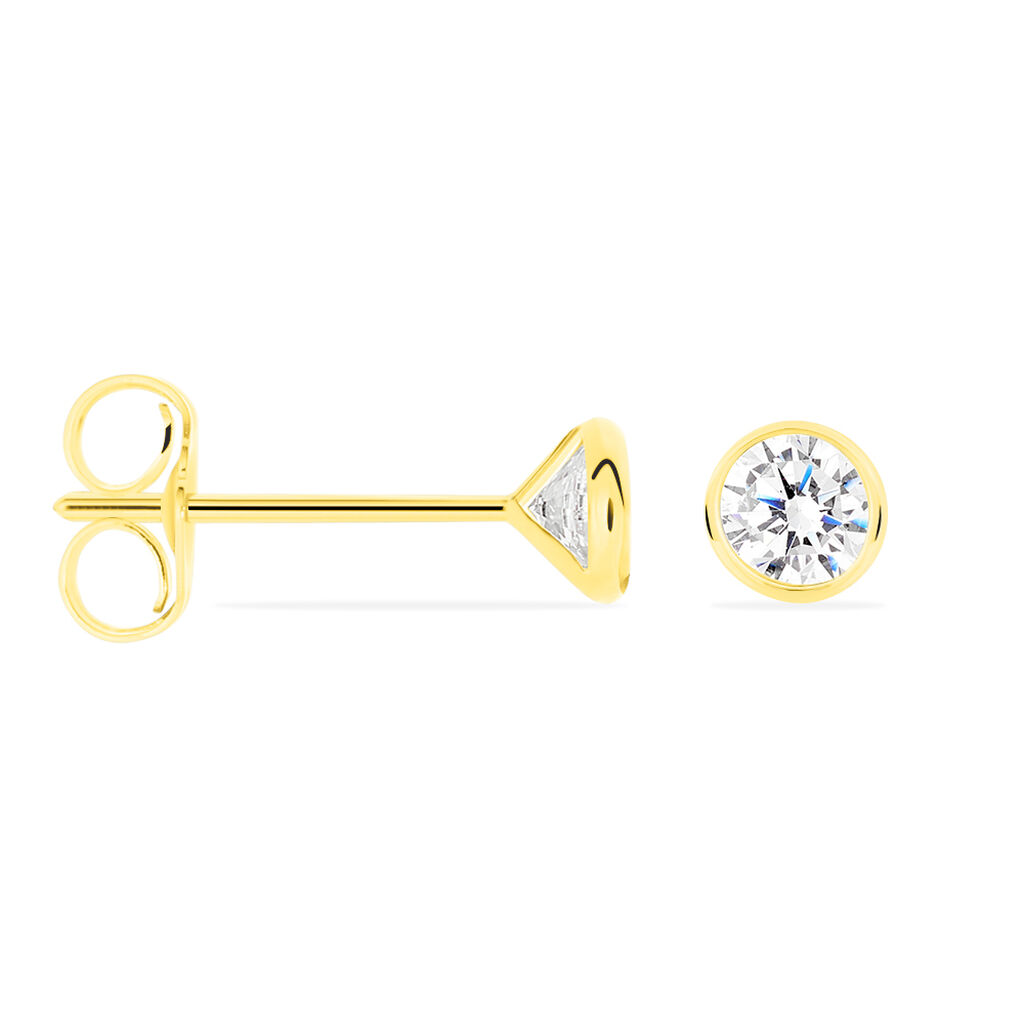 ZARGE Damen Ohrstecker Gold 375 (9 Karat) Zirkonia Wei&szlig; 0,97 ct Kreis