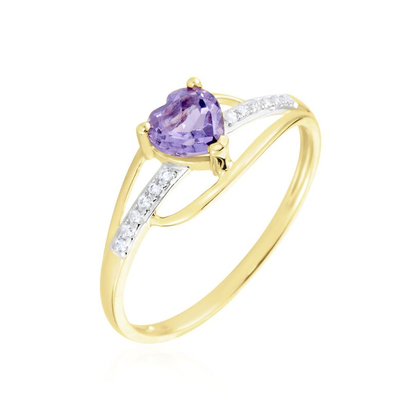 Bague Silucia Or Jaune Amethyste Et Diamant - Spannringe Damen | OROVIVO