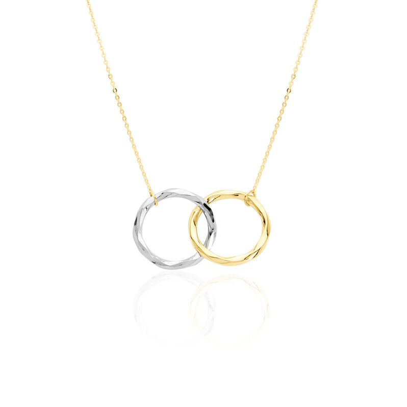 Damen Collier Gold Bicolor Gelb/Silber 375 Geometrisch 4,5cm - Halsketten Damen | OROVIVO