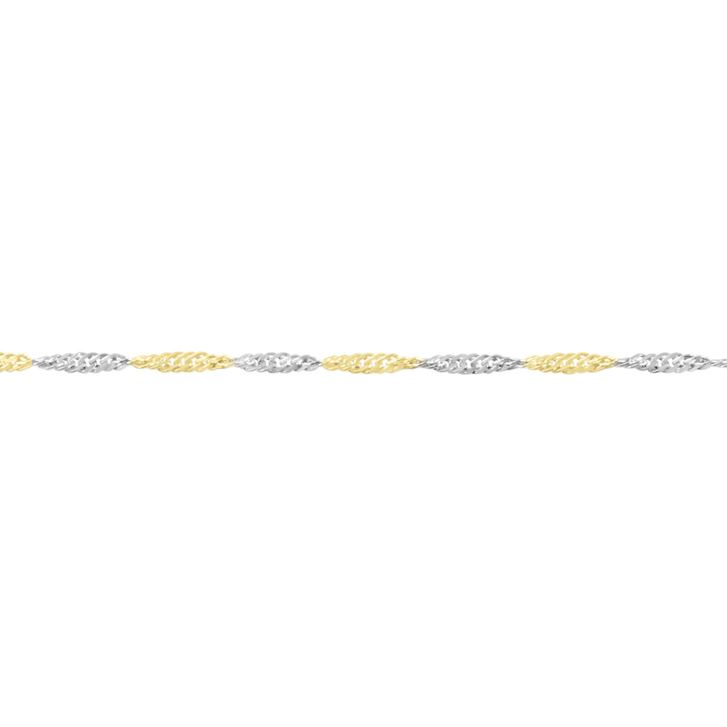 SINGAPUR 6 Damen Kette Gold Bicolor 375 (9 Karat) B 1,8 mm, Kette ohne Stein