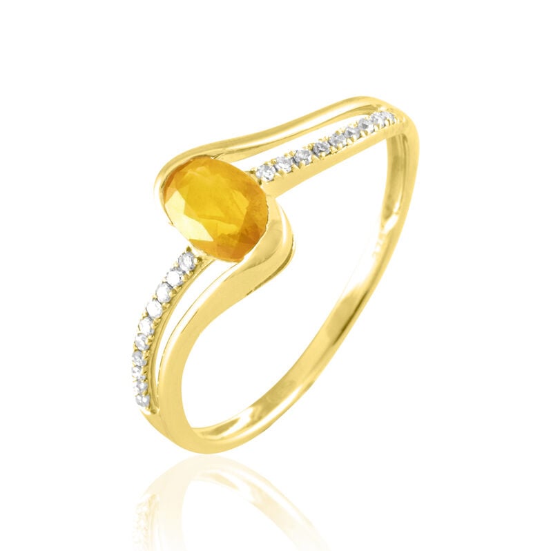 Bague Anja Or Jaune Citrine Et Diamant - Spannringe Damen | OROVIVO