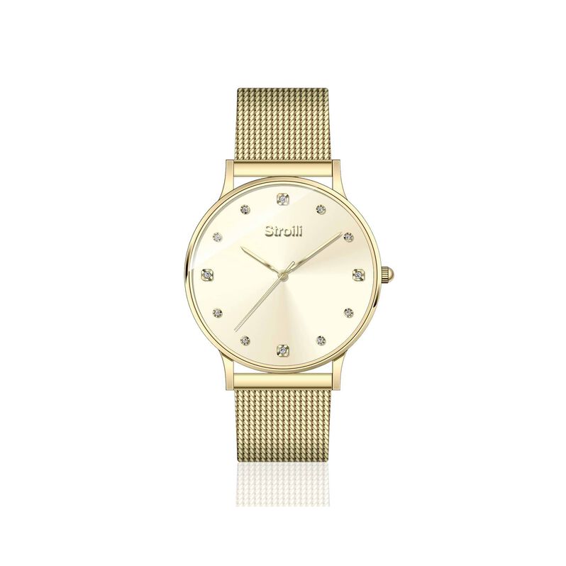 Solo tempo cassa e bracciale in acciaio quadrante gold - Spannringe Damen | OROVIVO