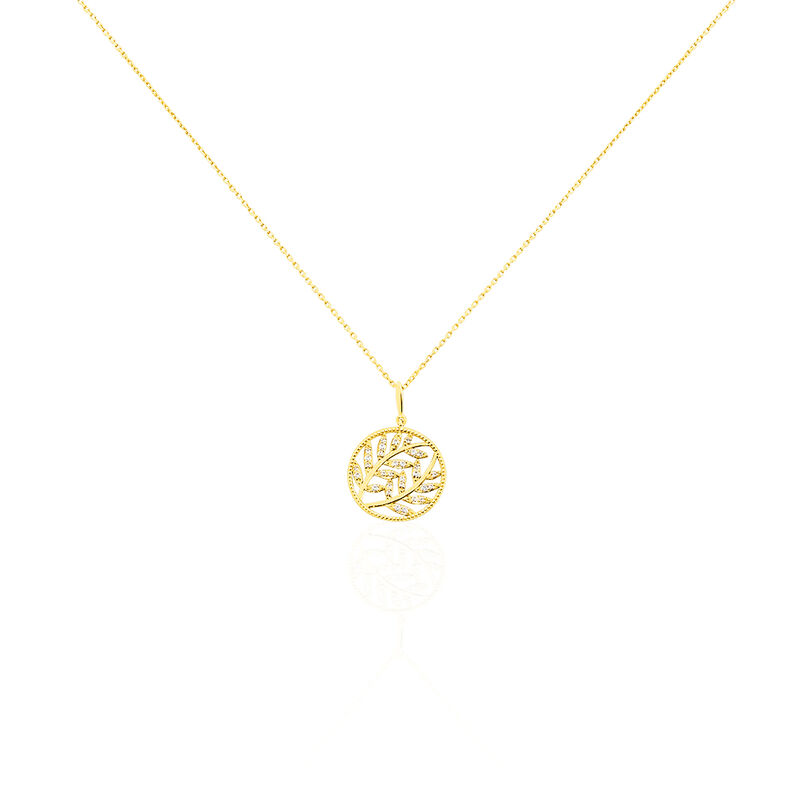 Collier Or Jaune Lucianise Feuille Oxyde - Spannringe Damen | OROVIVO