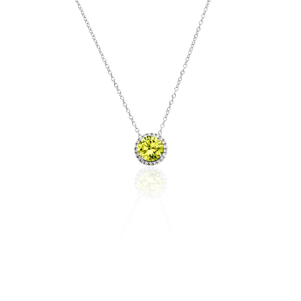 Thumbnail - Damen Collier Silber 925 Rund Grün Geometrisch Camilla 4,5cm, Collier mit Stein