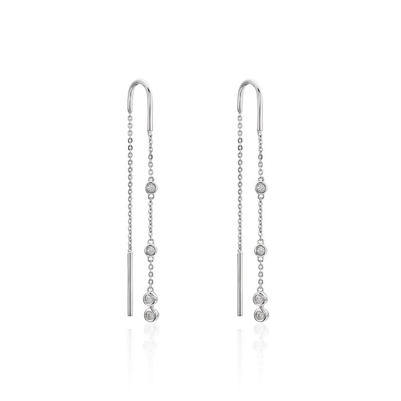 Boucles D'oreilles Pendantes Lanty Argent Weiss Oxyde De Zirconium - Spannringe Damen | OROVIVO