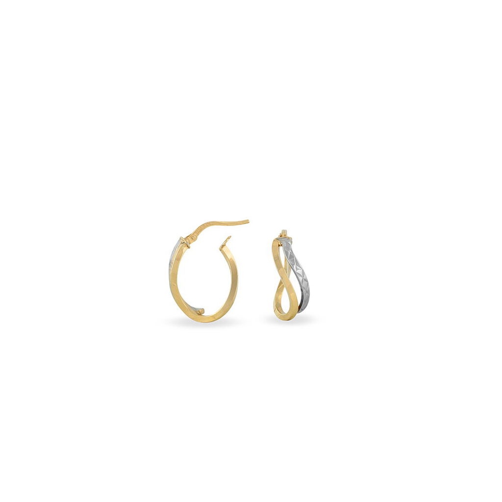 Damen Creolen Gold 375 Bicolor Facettiert  - Creolen Damen | OROVIVO