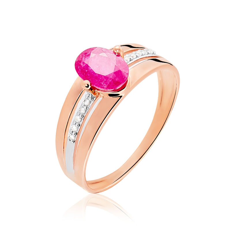 Bague Or Rose Rubis Et Diamant - Spannringe Damen | OROVIVO