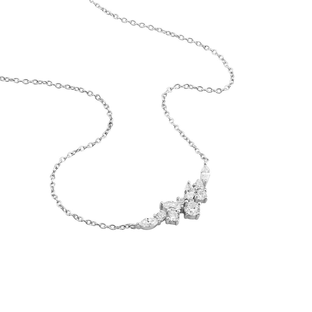 Damen Collier Silber Silber 925 Zirkonia Wei&szlig;