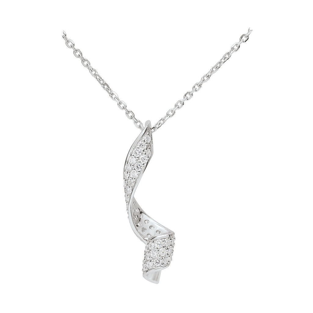 🦚 Damen Halskette Silber 925 Zirkonia Les Petites, Collier mit Stein