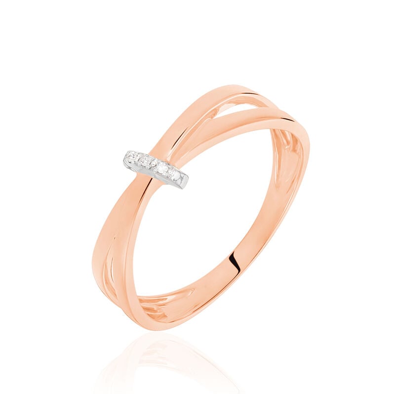 ILVIA Damen Ring Rosegold 375 (9 Karat) Diamant Wei&szlig; 0,01 ct Knoten - Ringe mit Stein Damen | OROVIVO