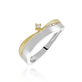 Damenring Gold 375 Bicolor Diamant 0,05ct - Ringe mit Edelsteinen Damen | OROVIVO