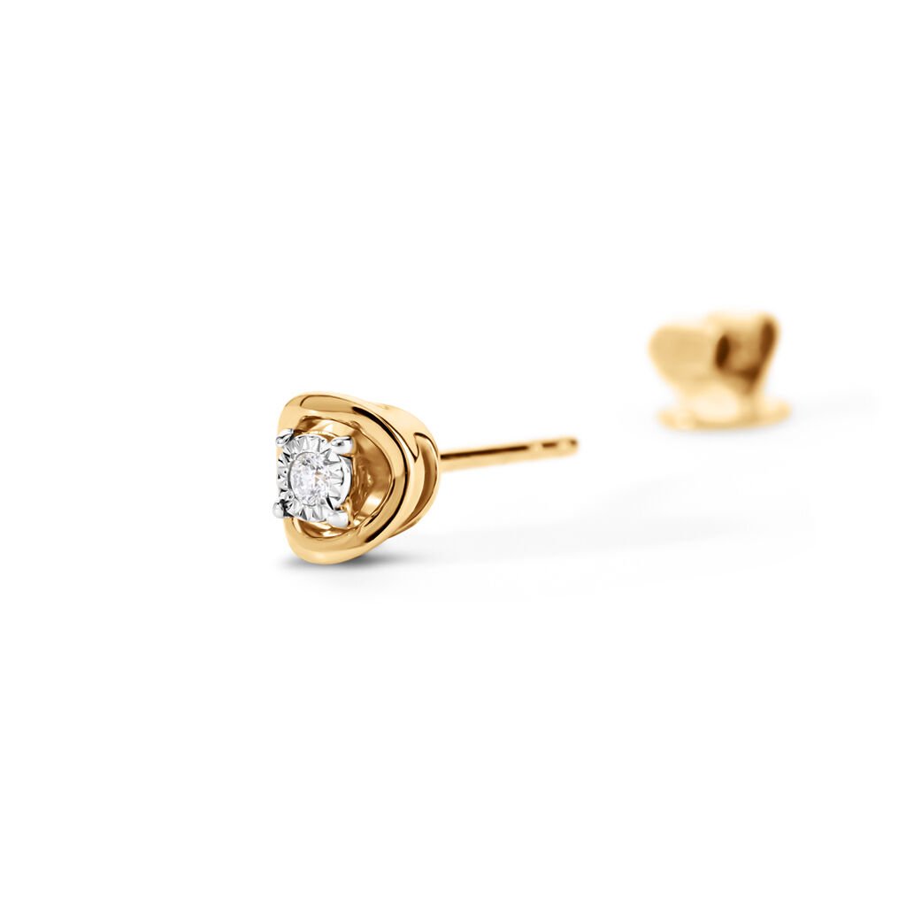 LISELOTTE Damen Ohrstecker Gold 375 (9 Karat) Diamant Wei&szlig; 0,04 ct Blume