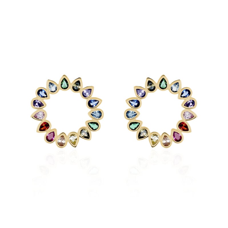 Boucles D'oreilles Pendantes Plaqué Or Jaune Ethem Pierres - Spannringe Damen | OROVIVO