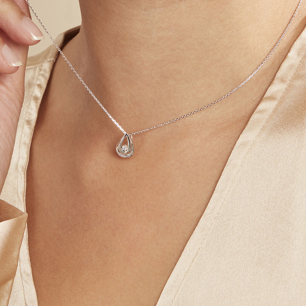 Damen Collier Weißgold 375 Diamant 0,03ct Tropfen Lindia - Halsketten Damen | OROVIVO