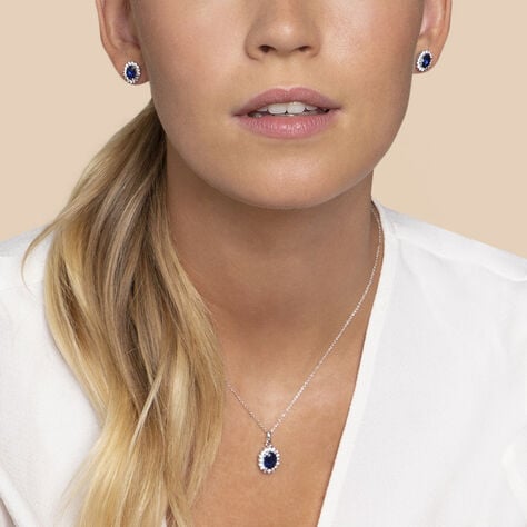 SINYA Damen Collier Silber Silber 925 Glas Blau 3,16 ct - Halsketten Damen | OROVIVO