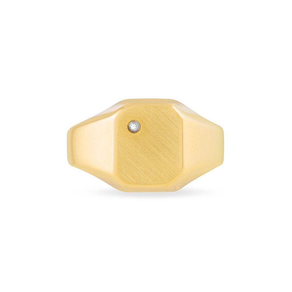 Herren Siegelring Gold 375 Zirkonia Viereck Carree 01  - Siegelringe Herren | OROVIVO