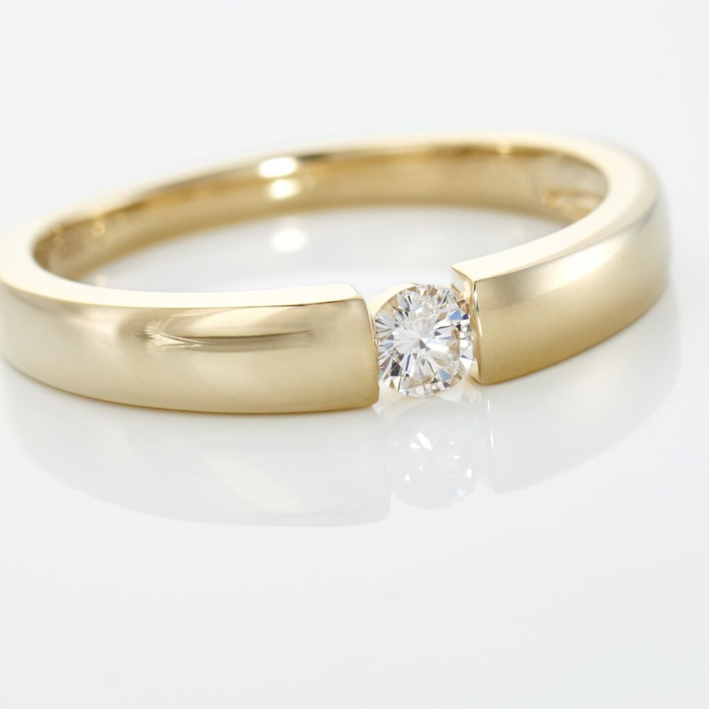 Valencia Damen Ring Gold 375 (9 Karat) Diamant Wei&szlig; 0,15 ct Kreis