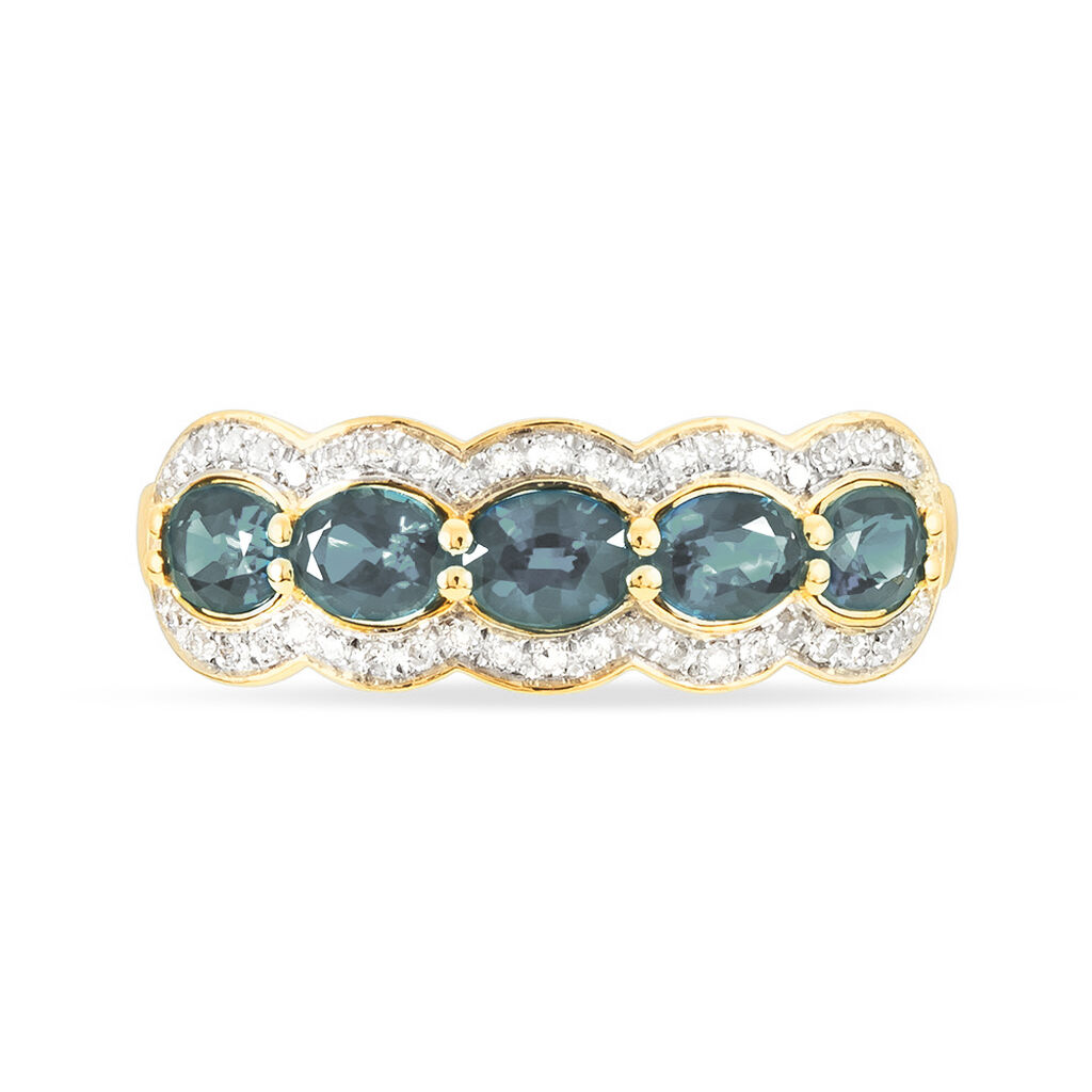 Bague Margaux Or Jaune Aigue Marine Et Diamant - Spannringe Damen | OROVIVO