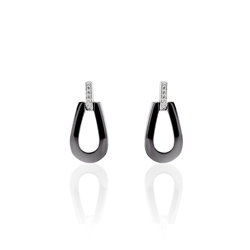 Boucles D'oreilles Pendantes Argent Céramique Et Oxyde De Zirconium - Spannringe Damen | OROVIVO
