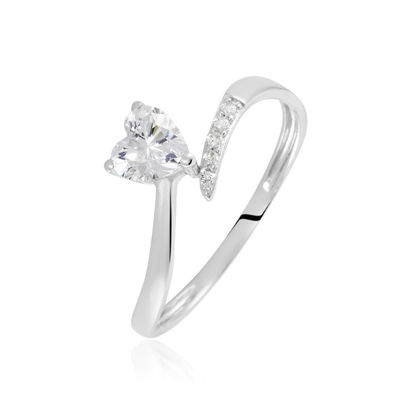 EVA Damen Ring Wei&szlig;gold 375 (9 Karat) Zirkonia Wei&szlig; 0,8 ct Herz - Verlobungsringe Damen | OROVIVO