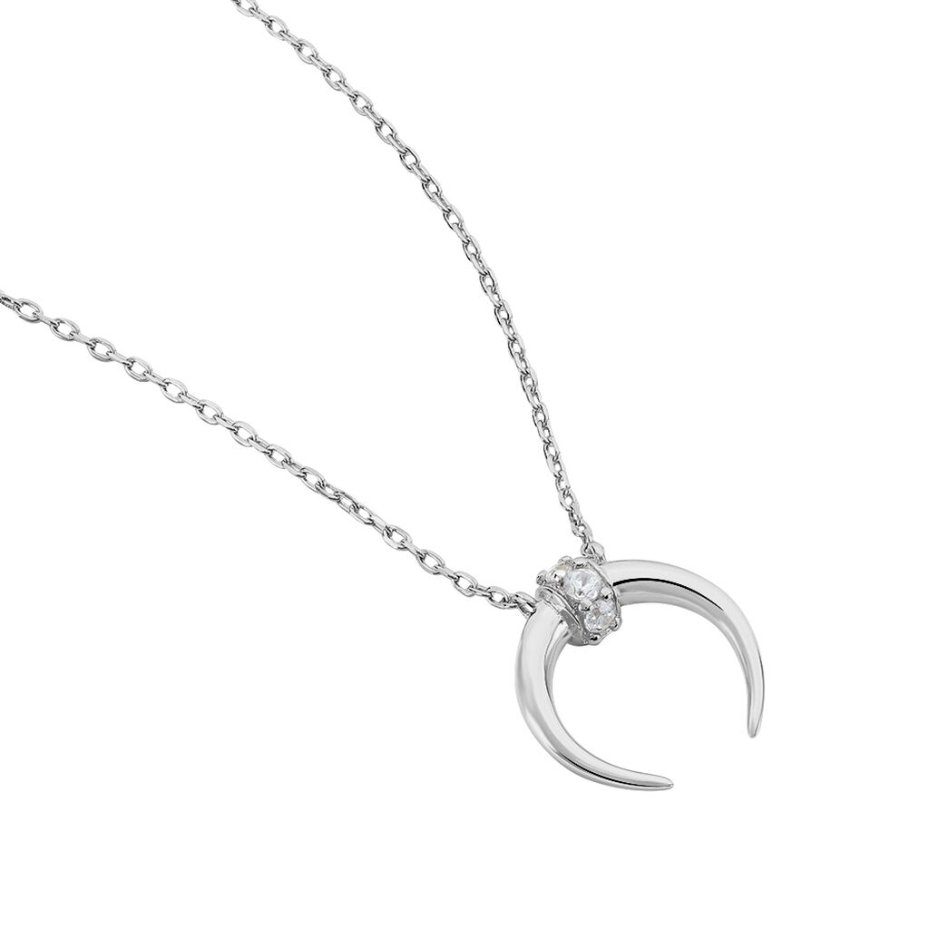 WARBA Damen Collier Silber 925 Zirkonia Wei&szlig; Horn