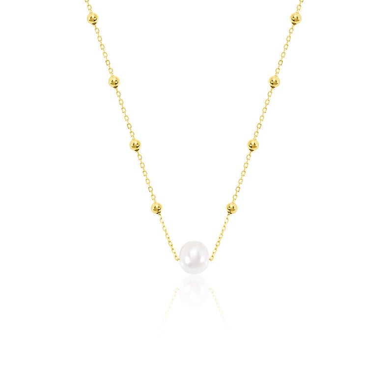 Lorde Damen Collier Silber vergoldet 925 Zuchtperle Wei&szlig; - Halsketten Damen | OROVIVO