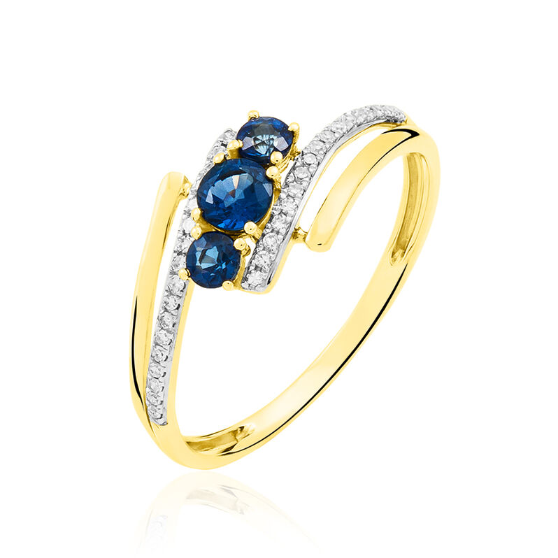 Bague Or Jaune Saphir Et Diamant - Spannringe Damen | OROVIVO